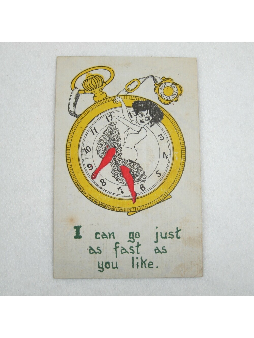 Antique 1910 Can Can Dancer Postcard Lady Red Stockings Fast As You Like RARE